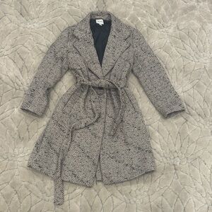 Sale Nine West Black and Tan Herringbone Trench Coat